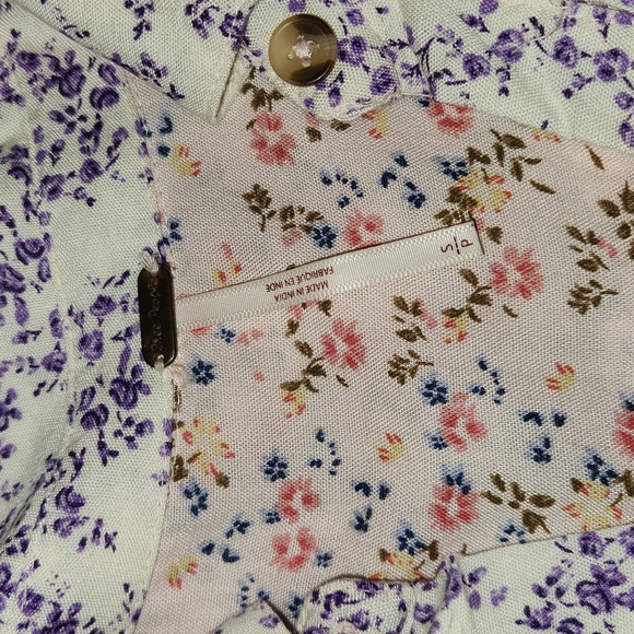 Free People Lost In You Floral Print Tunic Light White-Pink-purple Small S - Picture 4 of 7